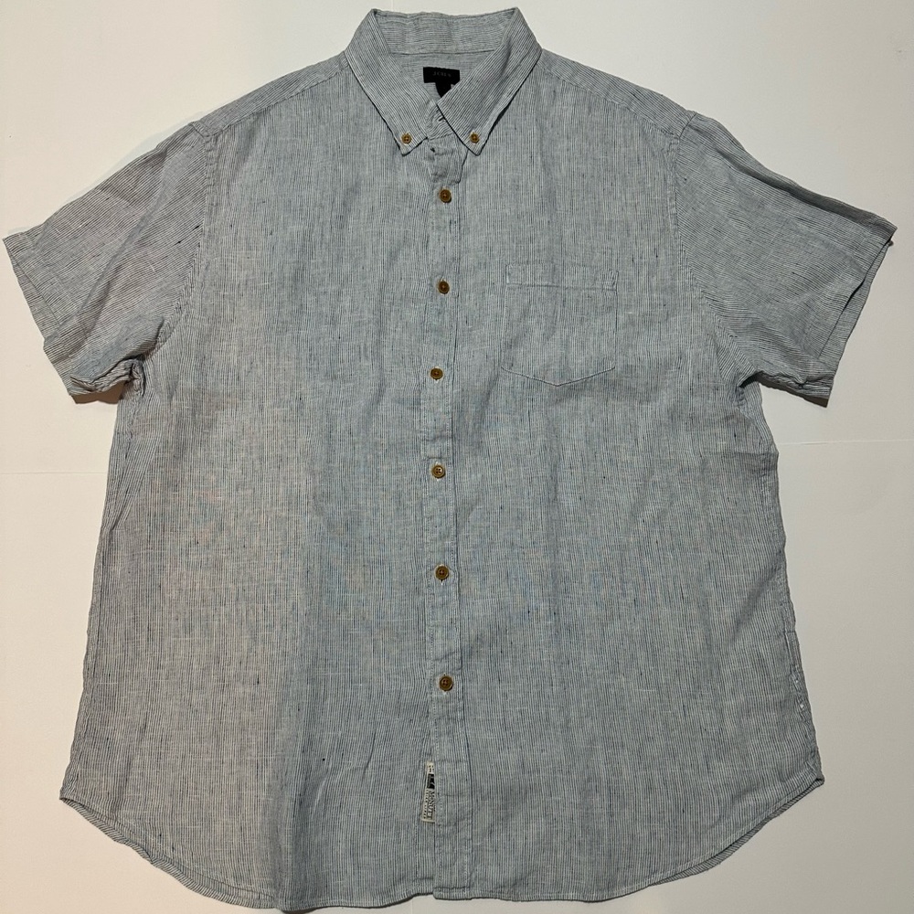 J Crew 100% Irish Linen short sleeve button up XL